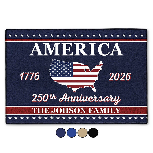 America 250th Anniversary Family With US State - Personalized Doormat