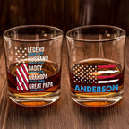 America Legend Husband Dad Papa Stars And Stripes - Personalized Whiskey Glass