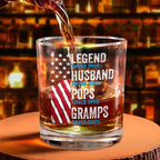 America Legend Husband Dad Papa Stars And Stripes - Personalized Whiskey Glass