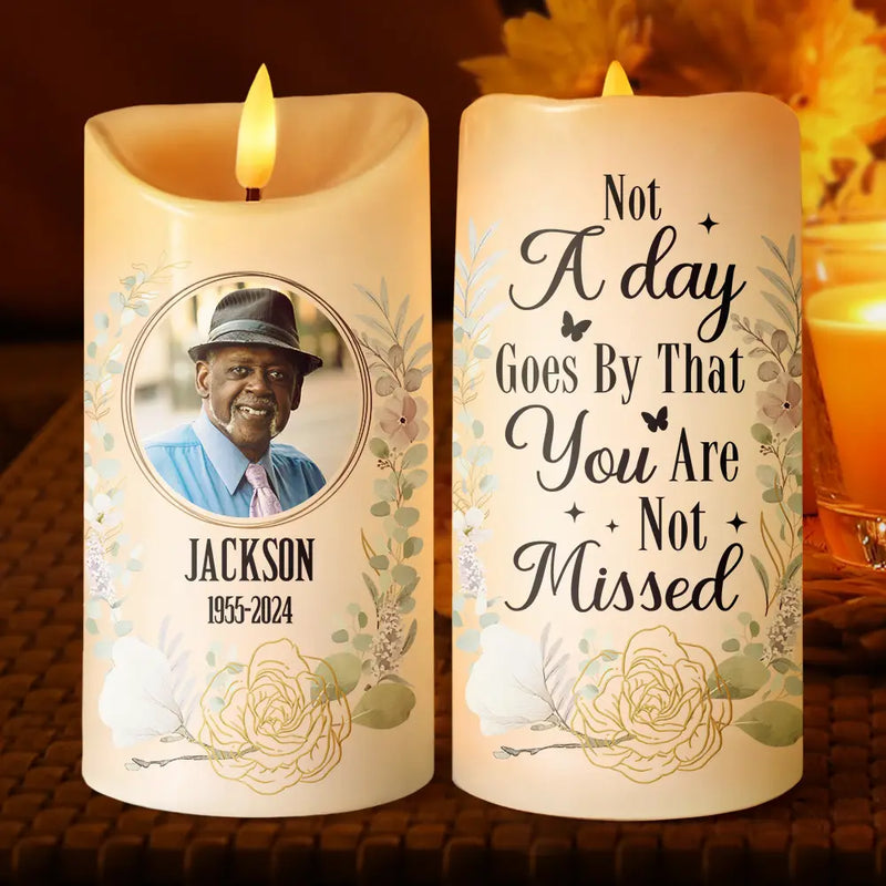 Custom Photo Your Light Will Always Shine In Our Hearts Memorial - Personalized Flameless LED Candle