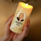 Custom Photo Your Light Will Always Shine In Our Hearts Memorial - Personalized Flameless LED Candle