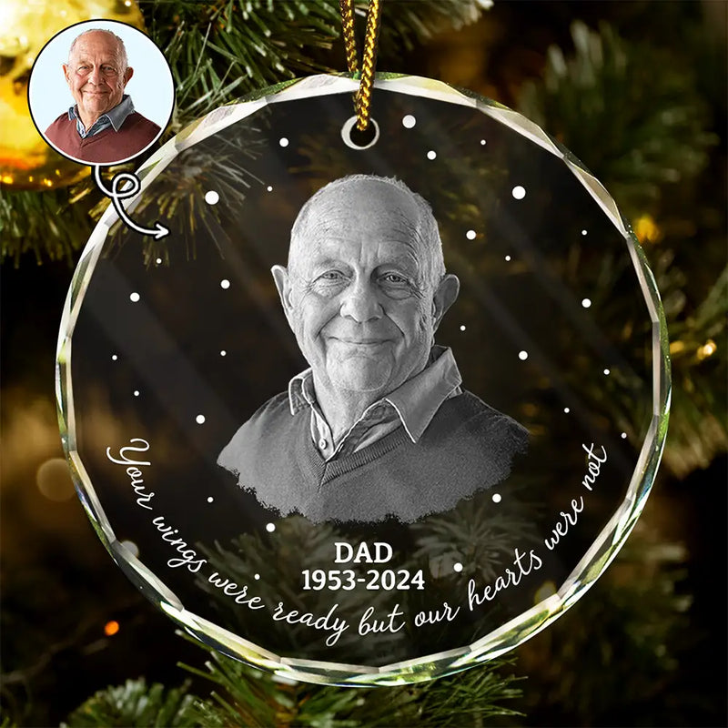 Custom Photo Memorial Your Wings Were Ready - Personalized Circle Ornament