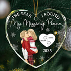 The Year I Found My Missing Piece Kissing Couples - Personalized Heart Shaped Ornament
