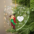 The Year I Found My Missing Piece Kissing Couples - Personalized Heart Shaped Ornament