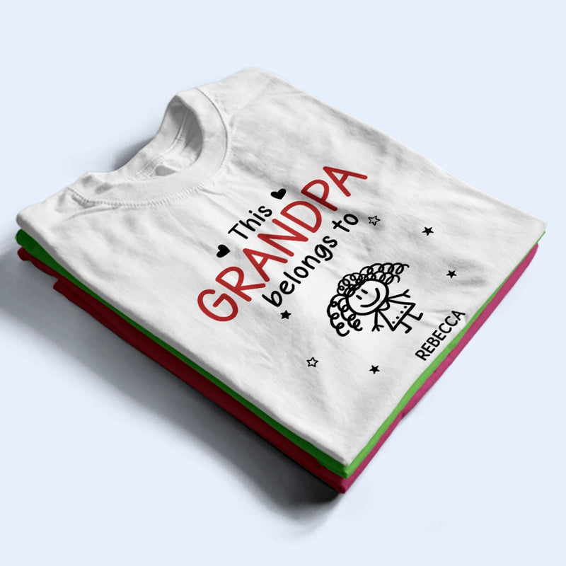 This Grandpa Belongs To Kid Stick Figures - Personalized T Shirt